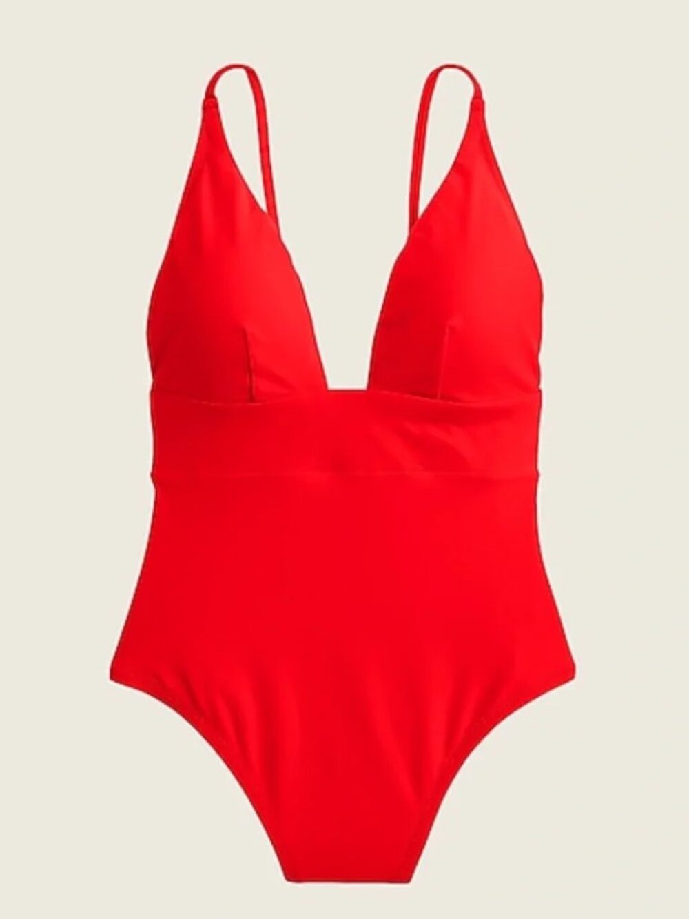 NWOT J. Crew Deep V-Neck One-Piece Swimsuit - Red / 8